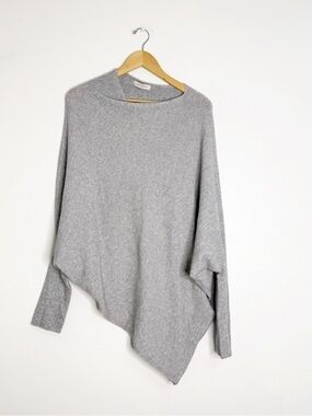 Jaki London Gray Asymmetrical Sweater One Size Made in Italy